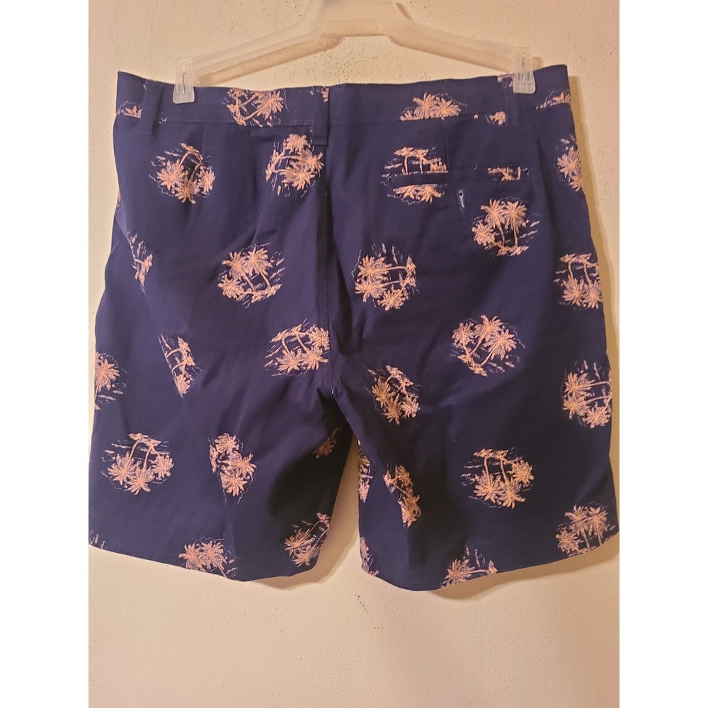 NWT Bruno Oasis Men's Shorts Sz 34 Navy Blue Palm Trees Stretch Twill Casual - Picture 4 of 7